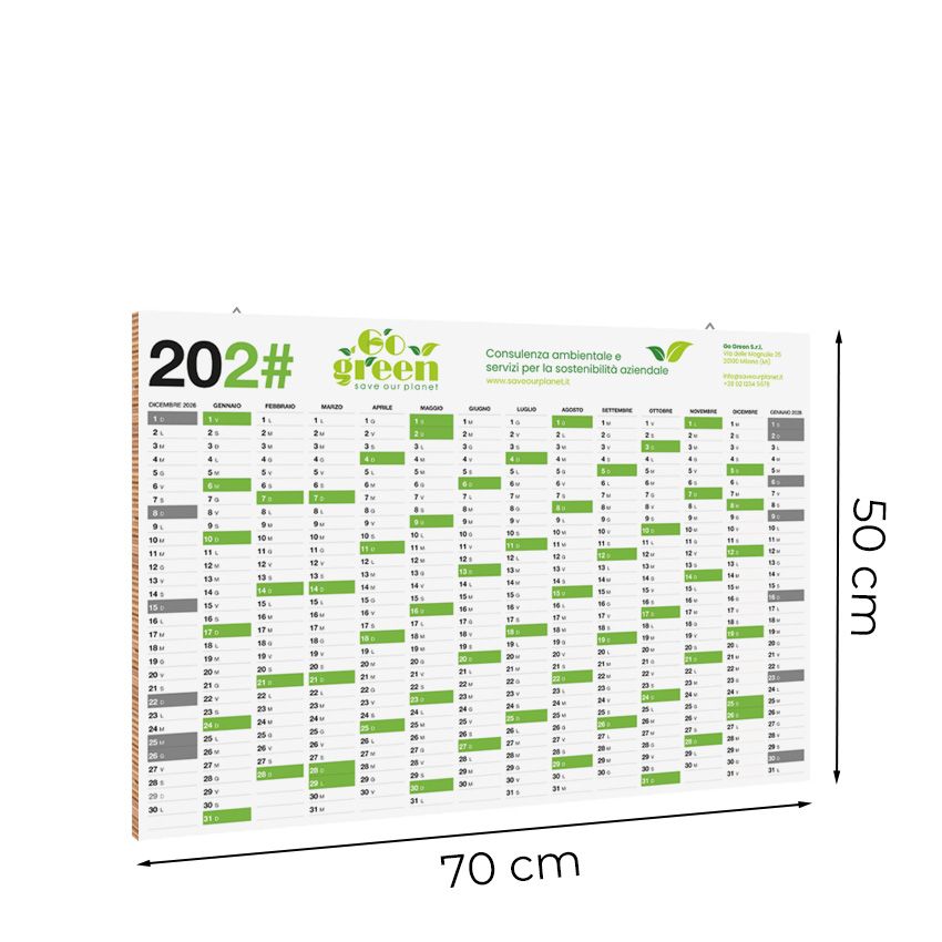 Calendario rigido in cartone da parete 70x50