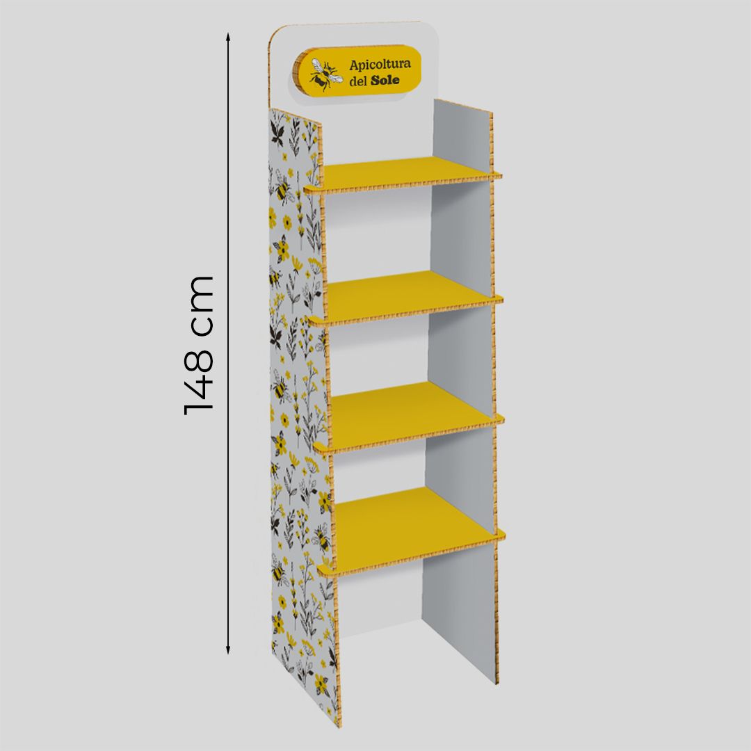 Espositore da terra bianco con 4 ripiani Pisa