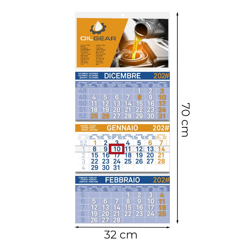 Calendario trittico da parete 32x70