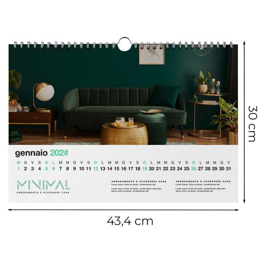 Calendario da parete 43,4x30 - 7 fogli (14 facciate)