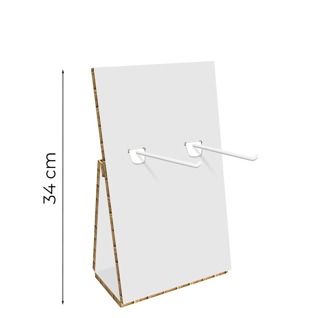 Espositore da banco con ganci in cartone alveolare Stick S