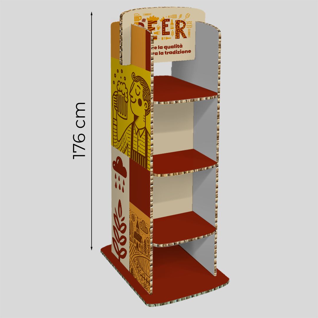 Espositore da terra bifacciale con 3 ripiani Majestic