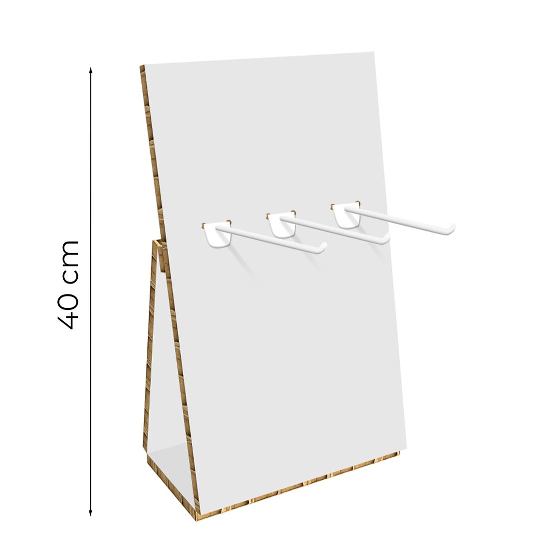 Espositore da banco con ganci in cartone alveolare Stick M