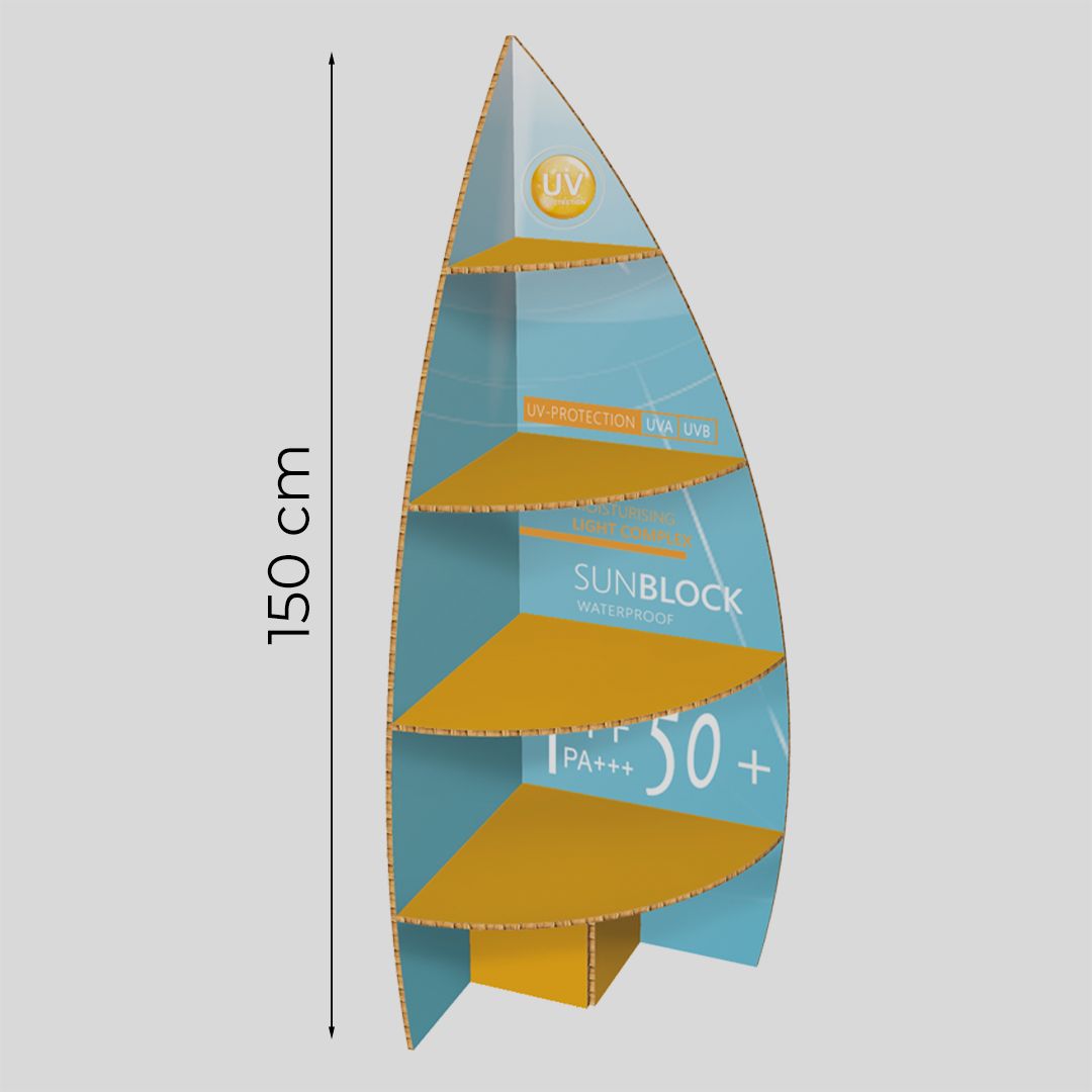 Espositore da terra angolare con 4 ripiani Sailer